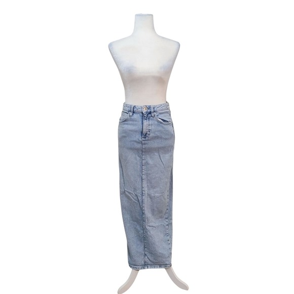 Forever 21 Premium Denim Jean Maxi Skirt Women's Light Wash Fall Modest - Small - Picture 1 of 11